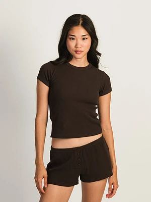 Harlow Allie Waffle Tee - Chocolate