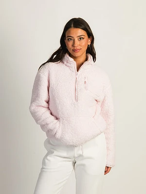 Harlow Teddy Sherpa Quarter Zip - Baby Pink