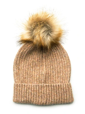 Harlow Ribbed Faux Fur Pom