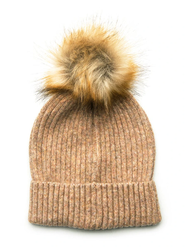 Harlow Ribbed Faux Fur Pom