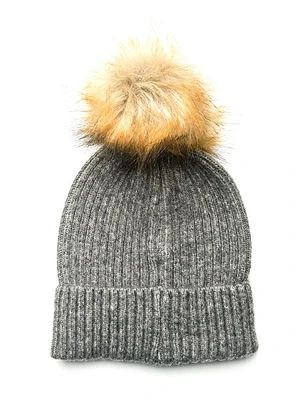 Harlow Ribbed Faux Fur Pom