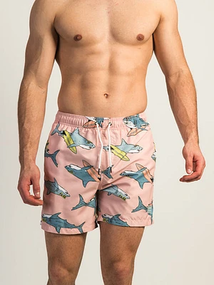 Island Haze Surfing Shark 5" Volley Short