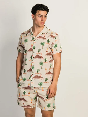 Island Haze Scottsdale Short Sleeve Woven Shirt - Taupe