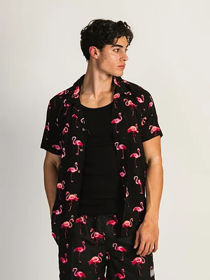 Island Haze Flamingo Short Sleeve Woven