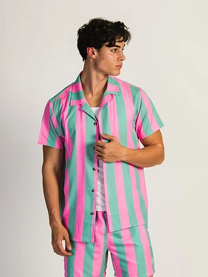 Island Haze Vert Stripe Short Sleeve Woven