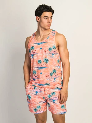 Island Haze Palm All Over Print Tank Top - Peach