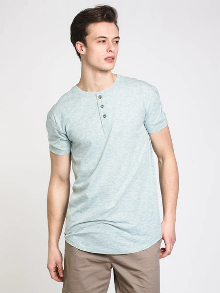 Mens Longline Melange Henley - Clearance