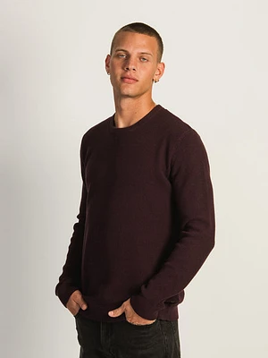 Kolby Waffle Knit Crew - Burgundy