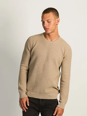 Kolby Waffle Knit Crew - Taupe