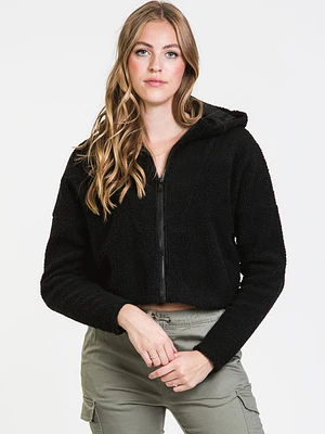 Only Amara Long Sleeve Teddy Crop Full Zip Hoodie