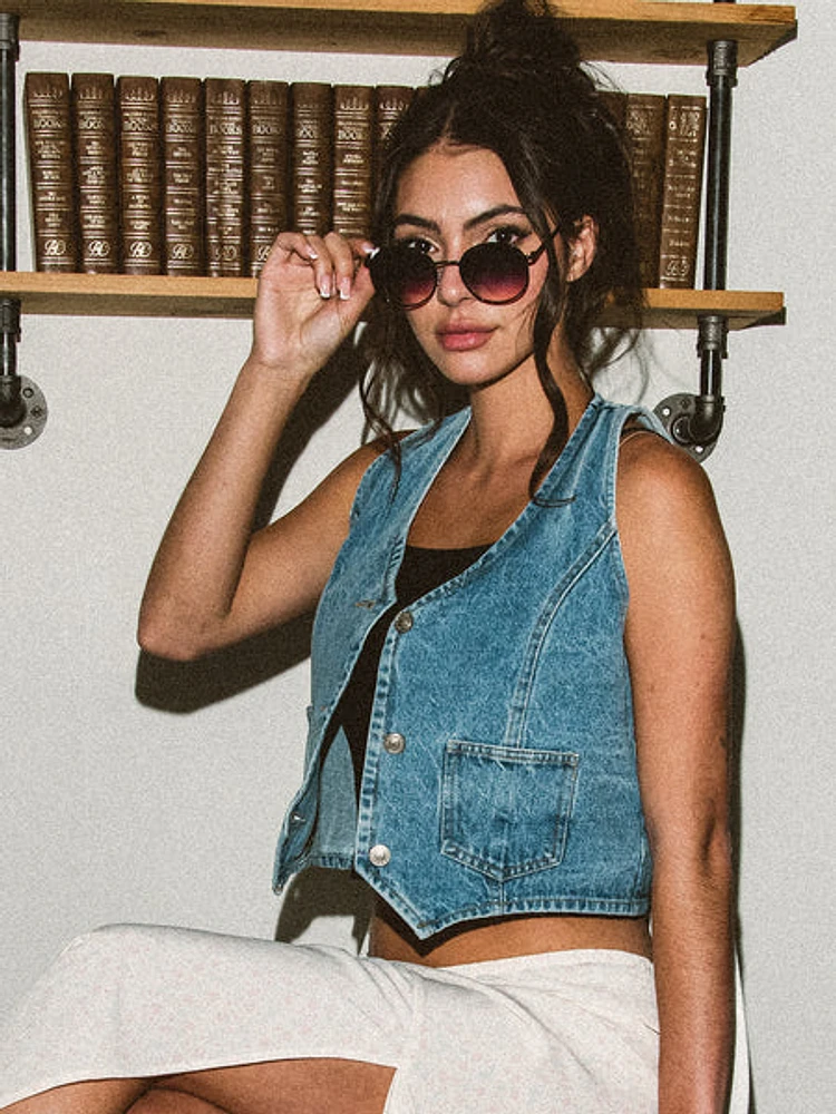 Princess Polly Thayer Denim Vest Top