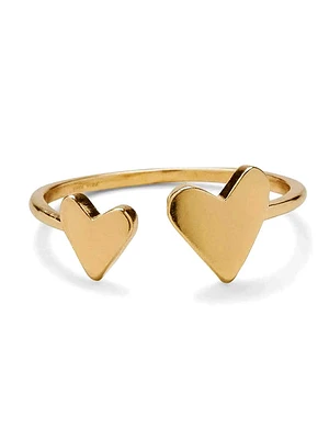 Pura Vida Two Hearts Open Ring