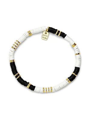 Pura Vida B&W Vinyl Disc Stretch Bracelet