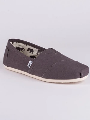 Mens Toms Classics Grey Canvas Slip-ons - Clearance