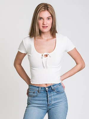 Harlow Pointelle Scoop Tee - Clearance