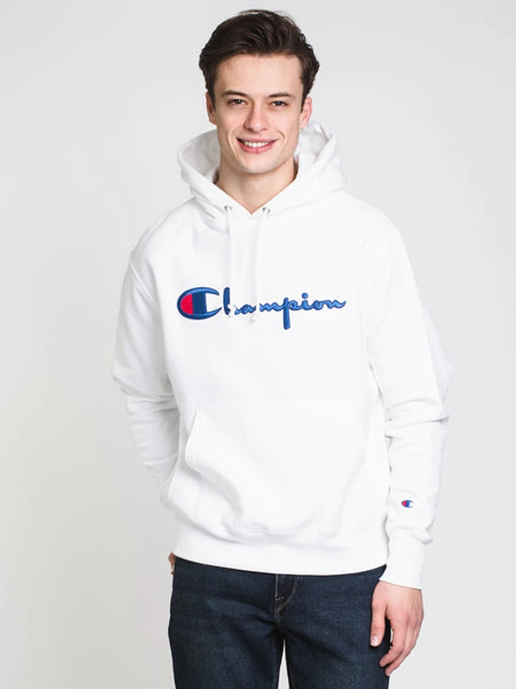 Mens Rw Embroidered Script Pullover Hoodie - White - Clearance