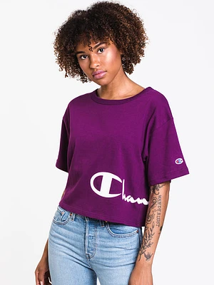 Womens Wrap Around Crop Short Sleeve Tee - Pur - Clearance