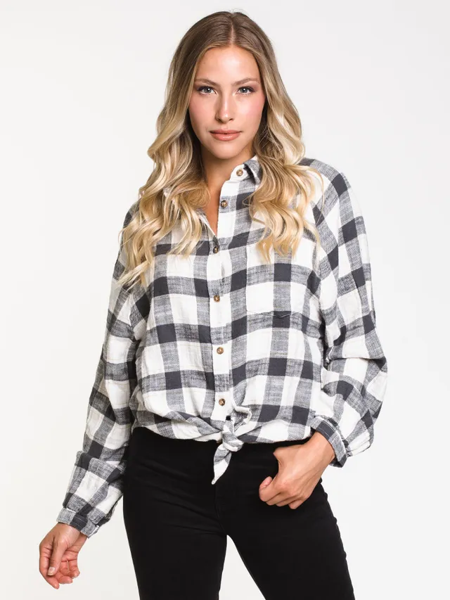 Lids Buffalo Sabres Antigua Women's Stance Plaid Button-Up Long Sleeve Shirt  - Navy/Gray