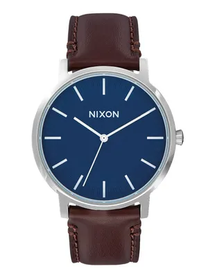 NIXON PORTER LEATHER - NAVY/BROWN WATCH - CLEARANCE