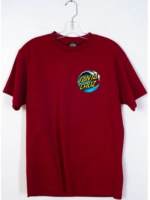 Mens Wave Dot Short Sleeve T-shirt- Cardinal - Clearance