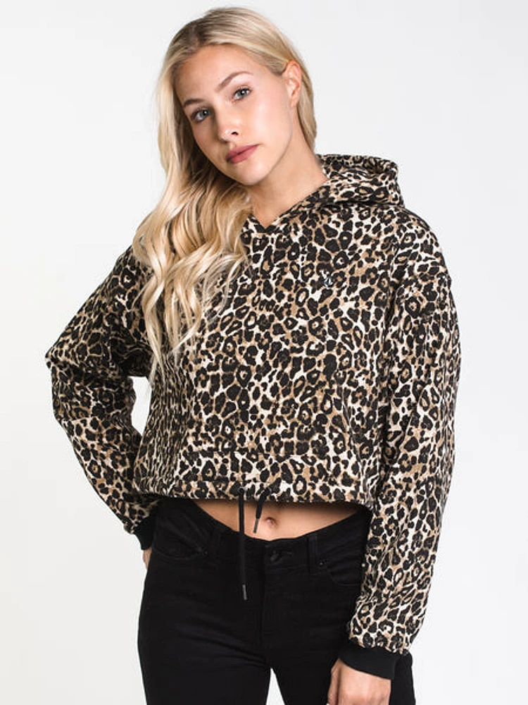 Womens Knot It Pullover Hoodie- Leopard - Clearance