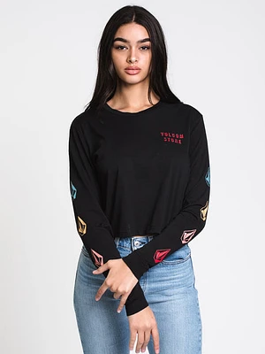 Womens Volcom Stones Long Sleeve Tee - Black - Clearance