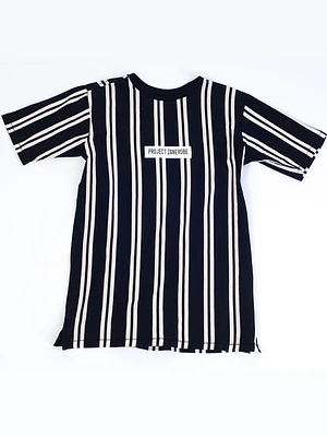 Mens Vertical Stripe Chest Logo Short Sleeve T - Clearance