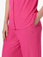 Women's Second Skin Micro Rib Short Sleeve Top and Pant Pajama Set