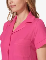 Women's Second Skin Micro Rib Short Sleeve Top and Pajama Set