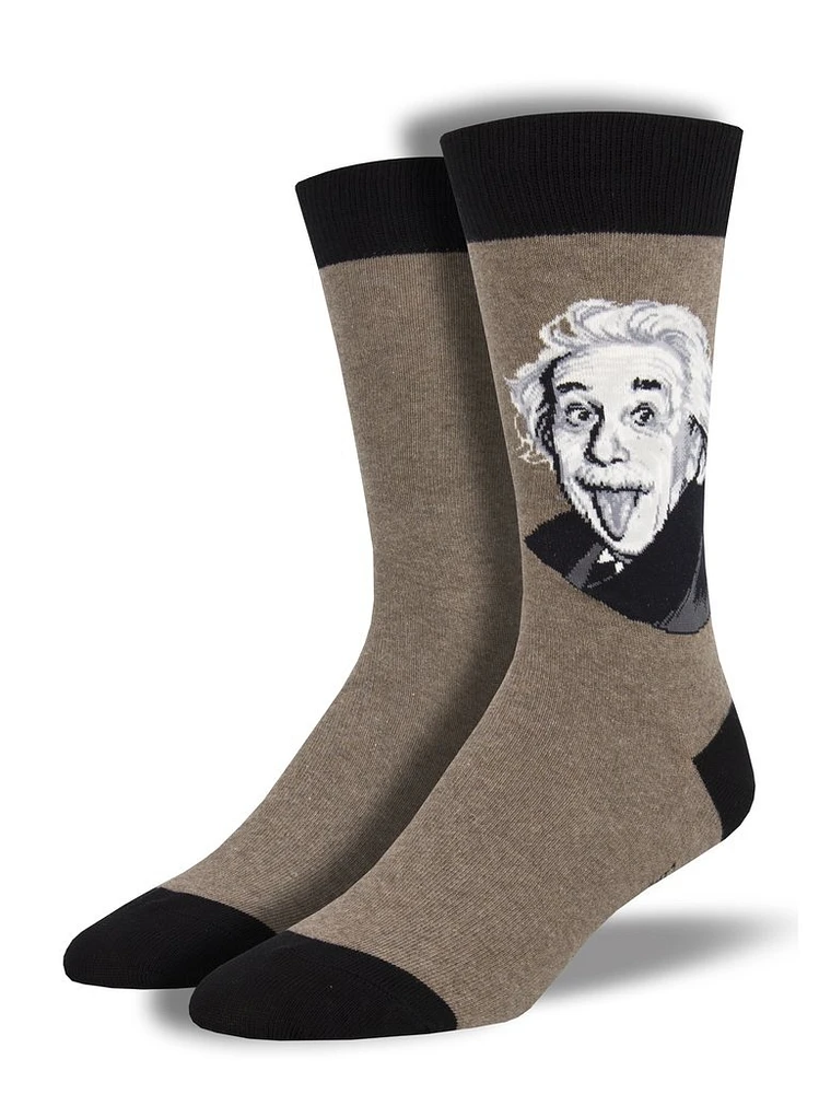 Socksmith - Einstein Portrait - Brown Heather - Crew - Men's