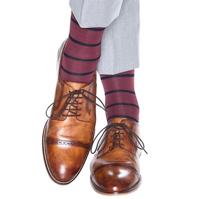 Dapper Classics - Merlot with Navy Stripe - Cotton - OTC