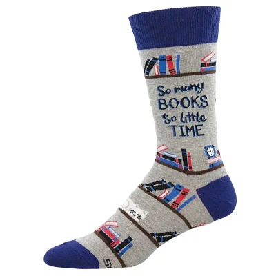 Socksmith - Time For A Good Book - Gray Heather - Crew - Men's