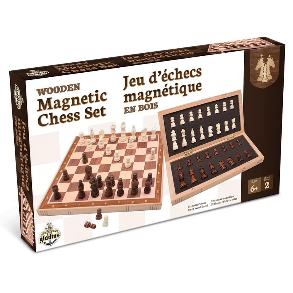 Jeu d'échecs en bois - magnétique (Multilingual)