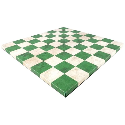 Chess Board- Emerald/Cream Leatherette 14.5"