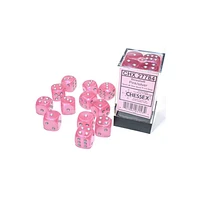 12 dés 6 16mm Borealis Luminary - Rose avec picots argent