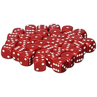 36 dés 6 12mm opaques rouge avec points blancs