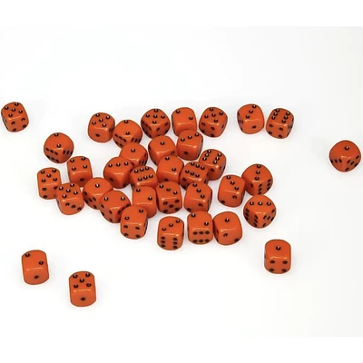 36 dés 6 12mm opaques orange avec points noirs