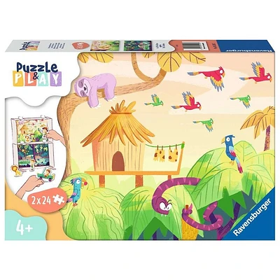 Ravensburger Exploration de la jungle - Puzzle and Play - 2x24 pièces