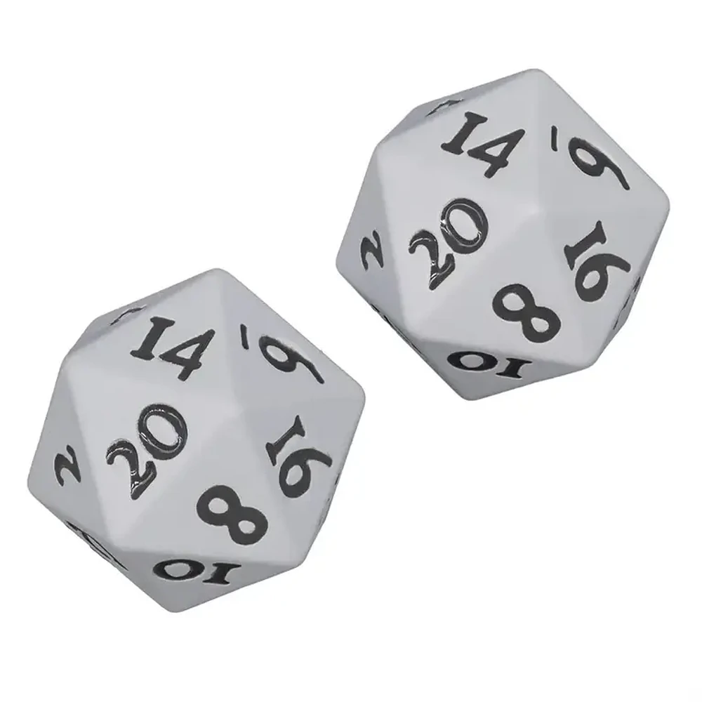 (UP) Heavy Metal D20 Dice Set - 2 Piece Set - Vivid White