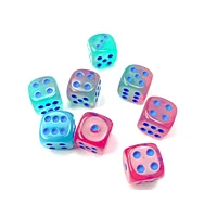 36 dés 6 12mm Gemini vert-rose avec points bleus