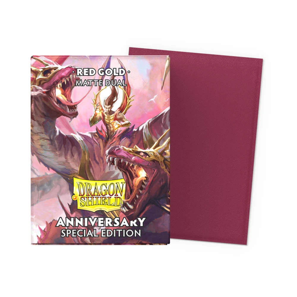 (Dragon Shield) Matte Dual Sleeves - Red Gold Special Anniversary - 100 Unités - 63mm x 88mm