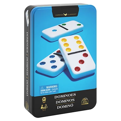 Dominos Double-6 - Boîte en métal (Multilingue)