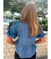 DENIM BOW BLOUSE