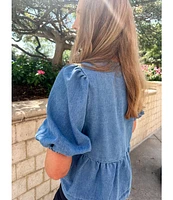 DENIM BOW BLOUSE