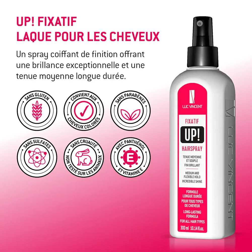 LUC VINCENT - UP! Fixatif Tenue Moyenne et Souple 300ml (10.14 oz)