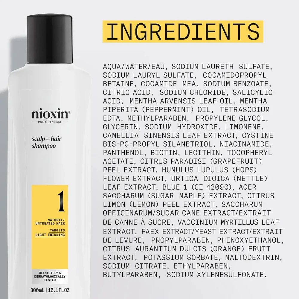 NIOXIN - SYSTÈME | 1 Cheveux Naturels Légèrement Clairsemés | DUO