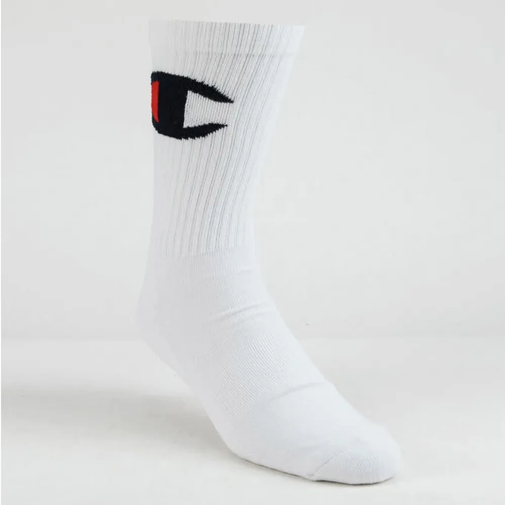 Champion : Men's C-Life Big C P1 Crew Socks White O/S