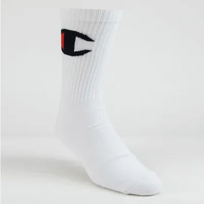 Champion : Men's C-Life Big C P1 Crew Socks White O/S