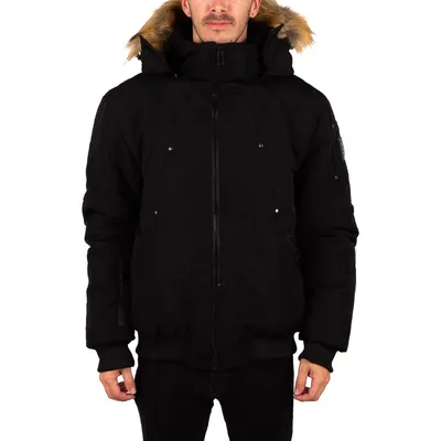 UCXX : Faux Fur Collar All Black Winter Coat
