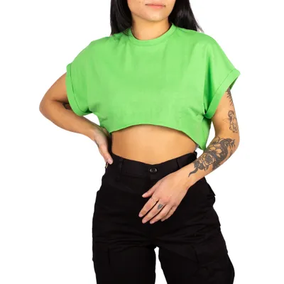 Noisy May : NMNini SS Crop Top - Grass Green